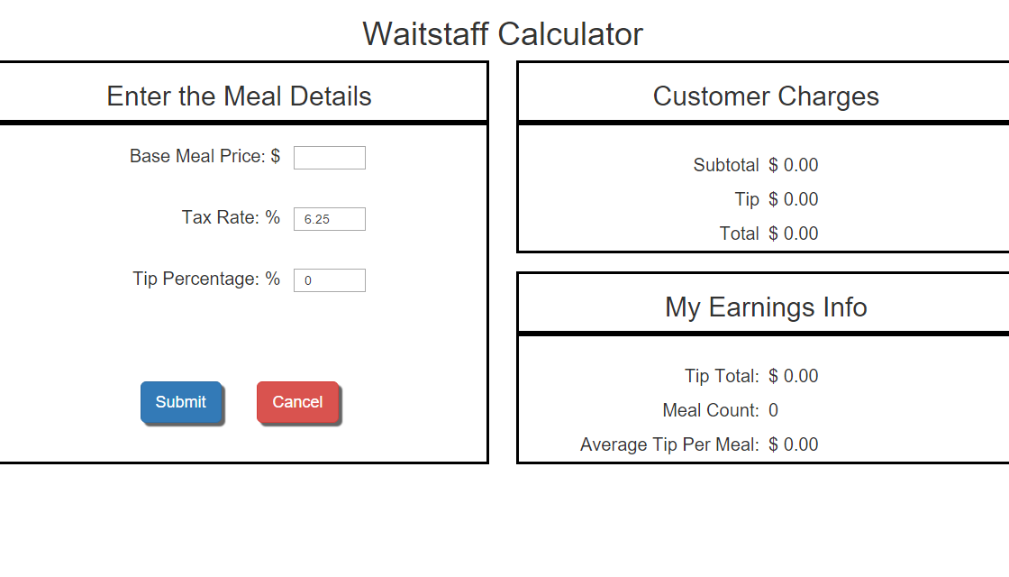 Waitstaff Calculator